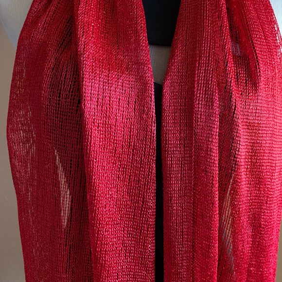 Red Fringe Shawl Scarve NWT - Picture 3 of 5